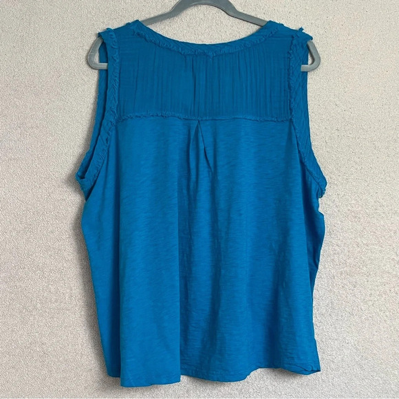 Michael Stars V-Neck Tank Talk-Island Blue-Women’s 2X-Cotton Slub-Casual-Classic - Picture 6 of 13
